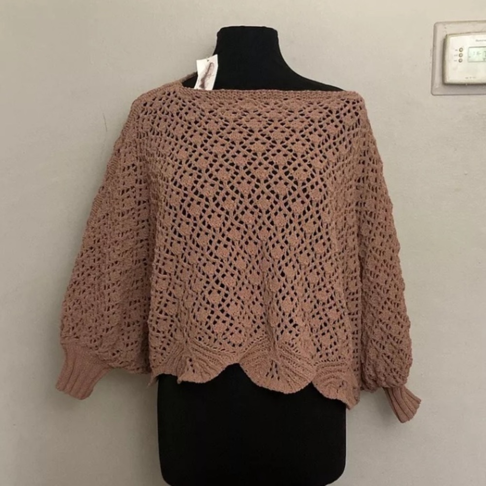 3-11 Jessica Simpson Crochet Sweater Small NWT Dolman Sleeve Cropped Boho